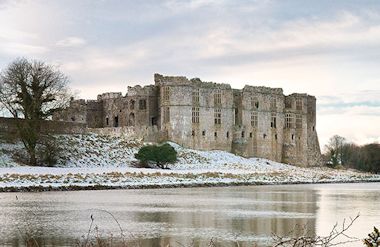 Carew Castle in snow